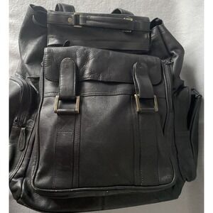 Vtg Latico Distressed Soft Leather Satchel Hobo Backpack Bucket Bag Black